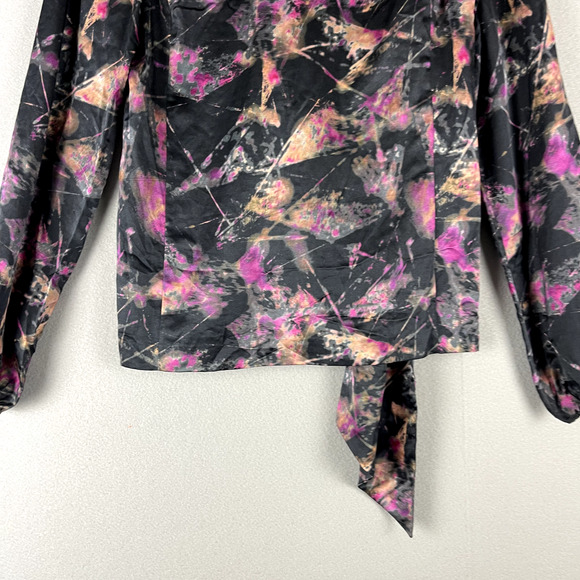 Tia Cibani Amethyst Satin Top Blouse Womens 4 Abstract Lagenlook Colorful NWT - Picture 3 of 15